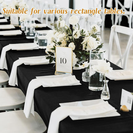 2 Pack 60 x 102 Inch Black Rectangle Tablecloth for 6 Foot Table Washable Reusable Outdoor Polyester Fabric Decorative Table Cover for Dining, Buffet, Camping, Baby Shower, Party.