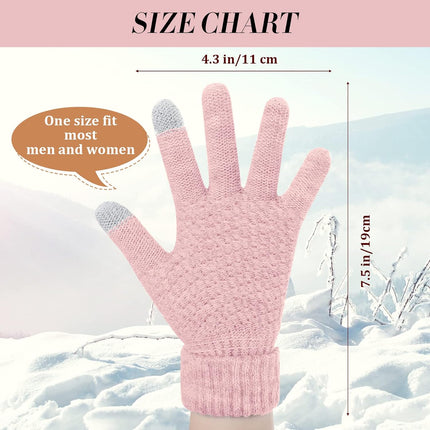 Winter Touchscreen Gloves Warm Knitted Gloves Fleece Lined Gloves Elastic Cuff Winter Texting Gloves for Women Men.