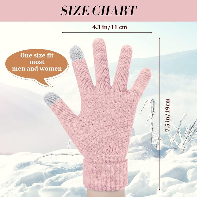 Winter Touchscreen Gloves Warm Knitted Gloves Fleece Lined Gloves Elastic Cuff Winter Texting Gloves for Women Men.