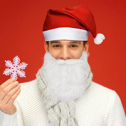 4 Pcs Christmas Santa Costume Santa Claus Hats and Beard Adults Beards Mustache, Hat Xmas Suit Decoration Men Women.