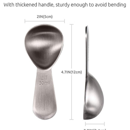 Coffee Scoop:  18/8 Stainless Steel Measuring Coffee Scoop 2 tablespoon, Short Handled Measure Scooper for Ground Coffee, Bean in Canister (Silver, 2Tbsp/30ml).