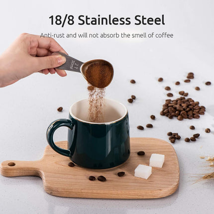 Coffee Scoop:  18/8 Stainless Steel Measuring Coffee Scoop 2 tablespoon, Short Handled Measure Scooper for Ground Coffee, Bean in Canister (Silver, 2Tbsp/30ml).