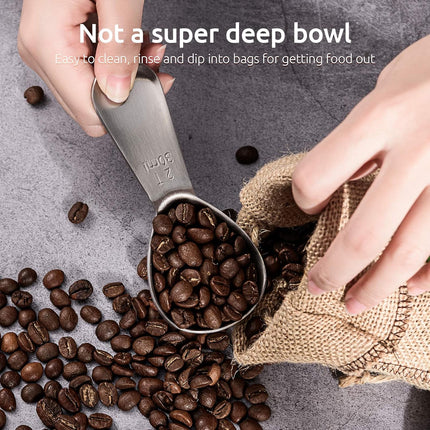 Coffee Scoop:  18/8 Stainless Steel Measuring Coffee Scoop 2 tablespoon, Short Handled Measure Scooper for Ground Coffee, Bean in Canister (Silver, 2Tbsp/30ml).
