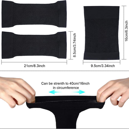 2 Pairs Women Arm Shapers Plus Size Slimming Compression Sleeve Slim Upper Flabby Arm Wrap and 1 Pair Calf Compression Sleeves, Suitable for Circumference 7 to16 Inches.