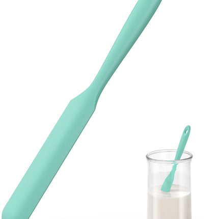Skinny Silicone Jar Spatula: 600ºF Heat-Resistant Food-Grade 10in Long Narrow Sourdough Stirring Stick, Seamless Flexible Peanut Butter Spreader for Scraping Icing Bread Cream, Jam (Aqua Sky).