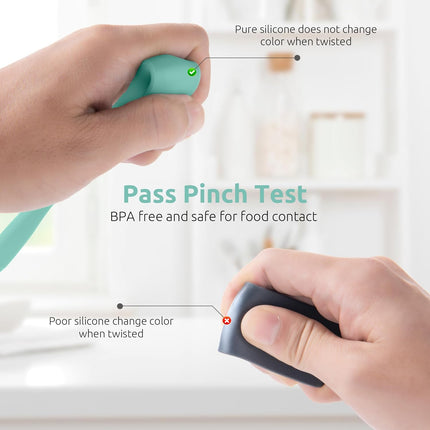 Skinny Silicone Jar Spatula: 600ºF Heat-Resistant Food-Grade 10in Long Narrow Sourdough Stirring Stick, Seamless Flexible Peanut Butter Spreader for Scraping Icing Bread Cream, Jam (Aqua Sky).