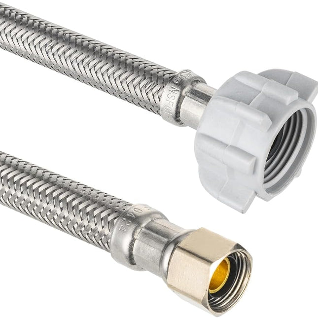 2-Pack  12-inch Toilet Water Supply Connector Line Braided Stainless Steel Hose, 7/8 Female Ballcock Thread x 3/8" COMP,(HOSE049).