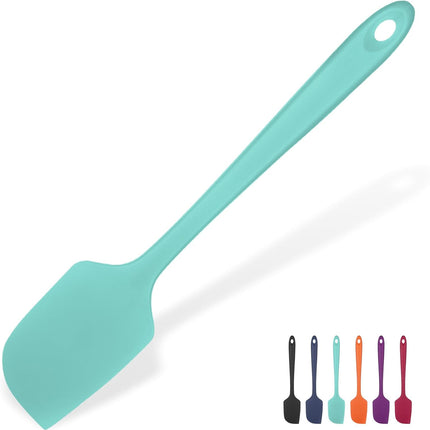 Heat Resistant Silicone Large Spatula:  600ºF High Heat Flexible 11.38in Silicon Mixing Stirring Cooking Scraping Baking Bowl Scraper Seamless Spreader for Kitchen Nonstick Cookware (Aqua Sky).