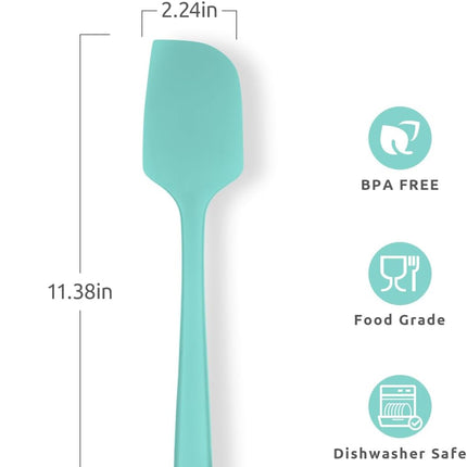 Heat Resistant Silicone Large Spatula:  600ºF High Heat Flexible 11.38in Silicon Mixing Stirring Cooking Scraping Baking Bowl Scraper Seamless Spreader for Kitchen Nonstick Cookware (Aqua Sky).