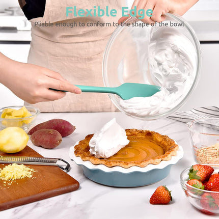 Heat Resistant Silicone Large Spatula:  600ºF High Heat Flexible 11.38in Silicon Mixing Stirring Cooking Scraping Baking Bowl Scraper Seamless Spreader for Kitchen Nonstick Cookware (Aqua Sky).