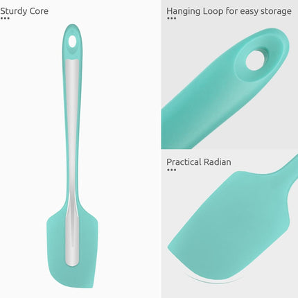 Heat Resistant Silicone Large Spatula:  600ºF High Heat Flexible 11.38in Silicon Mixing Stirring Cooking Scraping Baking Bowl Scraper Seamless Spreader for Kitchen Nonstick Cookware (Aqua Sky).