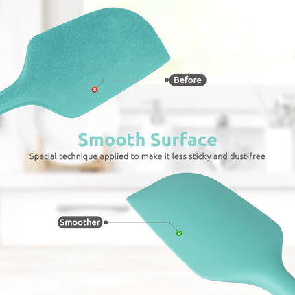 Heat Resistant Silicone Large Spatula:  600ºF High Heat Flexible 11.38in Silicon Mixing Stirring Cooking Scraping Baking Bowl Scraper Seamless Spreader for Kitchen Nonstick Cookware (Aqua Sky).
