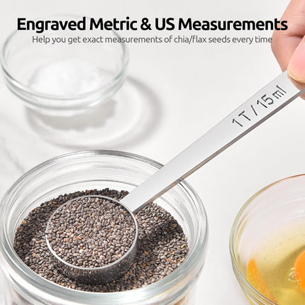 Coffee Scoop 1 Tablespoon: 18/8 Stainless Steel Measuring Scooper for Ground Coffee, Bean, Powder, Espresso, 4.3in Long Handle Metal Measure Spoon for Canister, Jar (1Tbsp/15ml).
