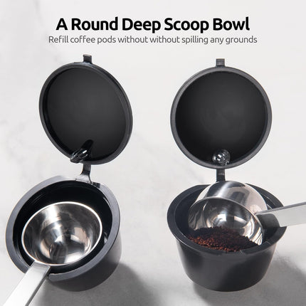 Coffee Scoop 1 Tablespoon: 18/8 Stainless Steel Measuring Scooper for Ground Coffee, Bean, Powder, Espresso, 4.3in Long Handle Metal Measure Spoon for Canister, Jar (1Tbsp/15ml).