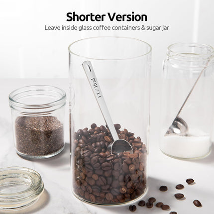 Coffee Scoop 1 Tablespoon: 18/8 Stainless Steel Measuring Scooper for Ground Coffee, Bean, Powder, Espresso, 4.3in Long Handle Metal Measure Spoon for Canister, Jar (1Tbsp/15ml).