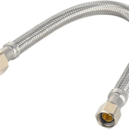 2-Pack  Faucet Supply Lines, 1/2" FIP x 3/8" COMP Faucet Hose, 12-inch length Stainless Steel Braided Supply Line,(HOSE043).