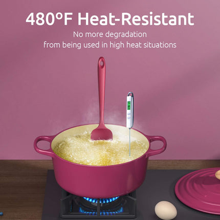 Silicone Spatula Set with 480 Degrees Fahrenheit Heat Resistant (Red).