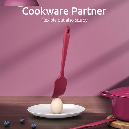 Silicone Spatula Set with 480 Degrees Fahrenheit Heat Resistant (Red).