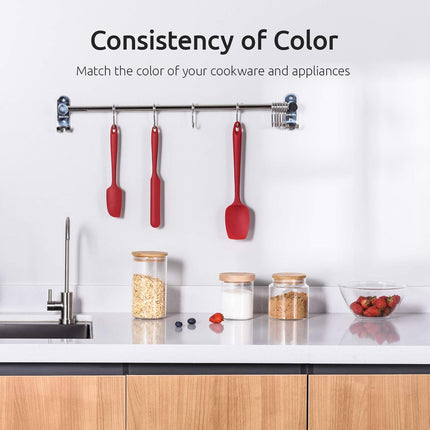 Silicone Spatula Set with 480 Degrees Fahrenheit Heat Resistant (Red).