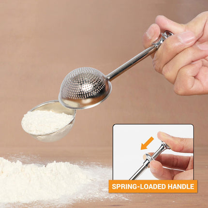 Flour Duster for Baking, One-Handed Operation, 304 Stainless Steel Powdered Sugar Shaker Duster, Pick Up and Dust Flour Sifter, Gift Package.