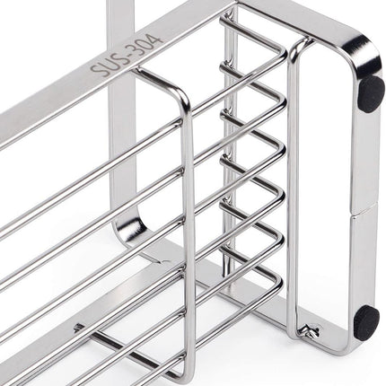 Kitchen Sink Sponge Holder, 304 Stainless Steel Kitchen Soap Dispenser Caddy Organizer, Countertop Soap Dish Rack Drainer with Removable Drain Tray, not Including Dispenser and Brush.