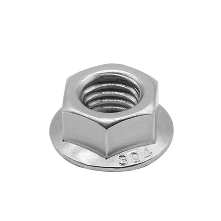 M5*0.8 Serrated Flange Hex Lock Nuts 304 Stainless Steel 18-8 Bright Finish (100PCS).