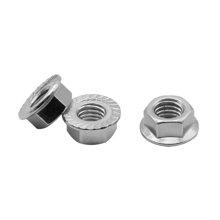 M5*0.8 Serrated Flange Hex Lock Nuts 304 Stainless Steel 18-8 Bright Finish (100PCS).