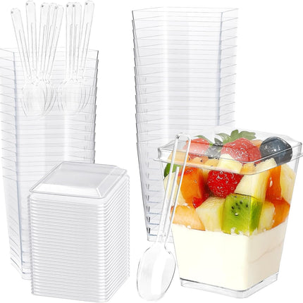 30 Pack 5oz Dessert Cups with Lids and Spoons,Yogurt Parfait Cup with Lids,Plastic Dessert Containers with Lid,Mini Parfait Shooter Cups for Pudding,Yogurt,Appetizer,Ice Cream.