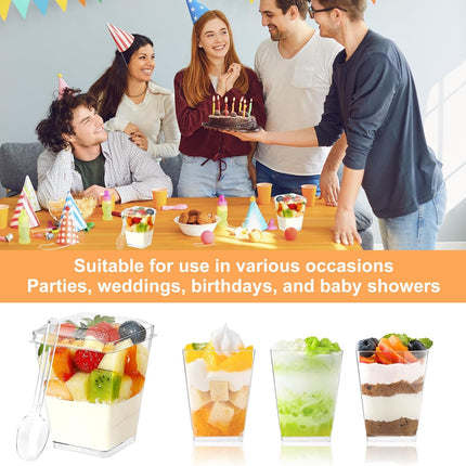 30 Pack 5oz Dessert Cups with Lids and Spoons,Yogurt Parfait Cup with Lids,Plastic Dessert Containers with Lid,Mini Parfait Shooter Cups for Pudding,Yogurt,Appetizer,Ice Cream.