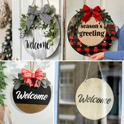 10Pcs Thickened Wood Circles for Crafts with Holes,12" Unfinished Wood Rounds Discs with Twine,Wooden Round Circles for Door Hanger,Blank Wooden Signs for Painting,Wood Burning.