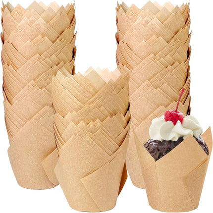 250Pcs Tulip Cupcake Liners,Parchment Paper Cupcake Liners,Muffin Liner for Baking in Standard Size,Cupcake Liner Paper for Party,Weeding,Birthday, Christmas,Valentines (Natural).
