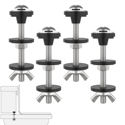 4 Pcs Universal Toilet Tank to Bowl Bolts Kit, Heavy Duty Stainless Steel Toilet Tank Bolts with Stainless and Rubber Washers Gasket for Toilet Mounting and Repair.