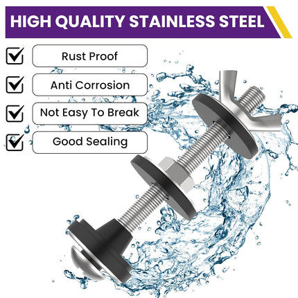 4 Pcs Universal Toilet Tank to Bowl Bolts Kit, Heavy Duty Stainless Steel Toilet Tank Bolts with Stainless and Rubber Washers Gasket for Toilet Mounting and Repair.