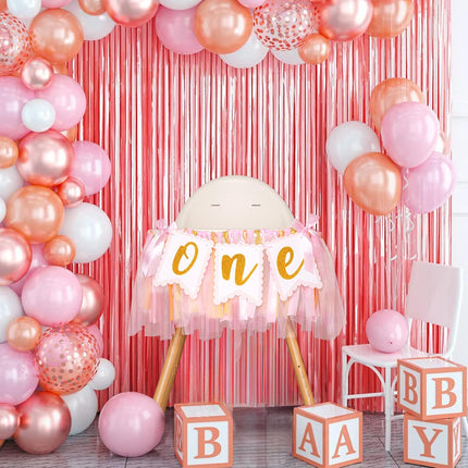 1st Highchair Banner Birthday Girl - NO DIY First Birthday Highchair Banner Pink One Year Old Birthdays Party Decoration 1st Highchair Garland Decoration for Princess Fairy Baby Photo Prop Party Decor.