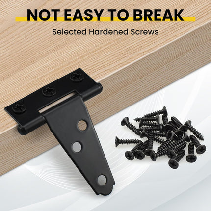 8 Pcs T Strap Gate Hinges, Heavy Duty 2 inch Barn Door Hinges, Black Tee Shed Hinge with Mounting Screws for Barn Door, Shed or Wooden Fences.