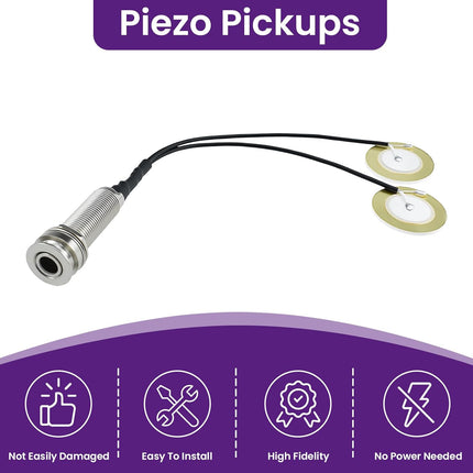 2 Pcs Piezo Pickups Transducer | 3-in-1 & 2-in-1 Pickup Combo | Self-Adhesive Piezo System | Acoustic Guitar, Violin, Ukulele & Cello.