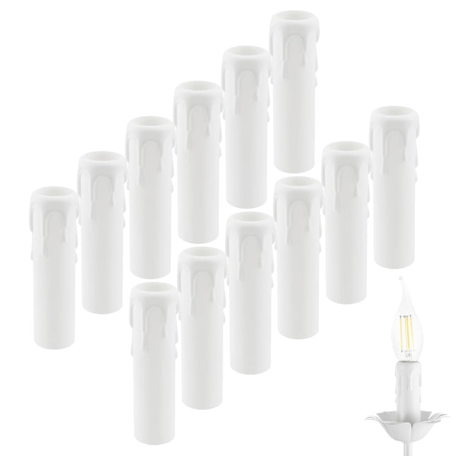 4 Inch Drip Candle Socket Covers, 12 Pcs Plastic Sleeves Candelabra Base, White Candle Covers Sleeves Fit to Most Chandeliers, Chandeliers Base, Chandelier Covers.