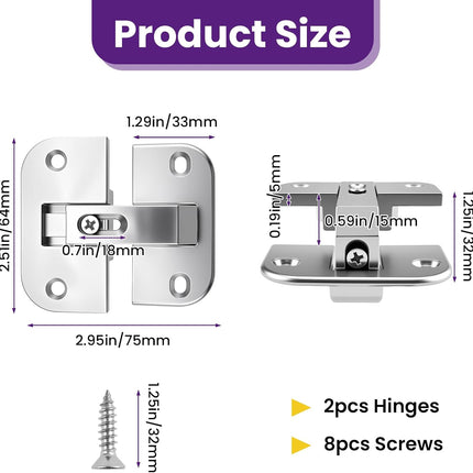 2Pcs 343.90.710 Pie Cut Corner Hinges | Zinc Alloy Adjustable Concealed Replacement Hinges with Screws | Fits SSP 17/19/21, Cabinets & Bifold Doors.