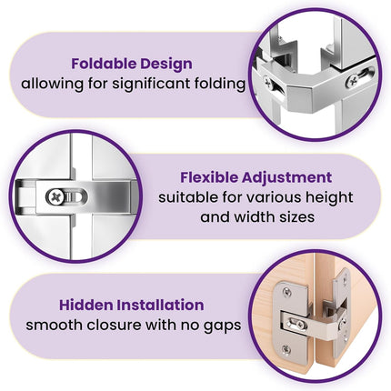 2Pcs 343.90.710 Pie Cut Corner Hinges | Zinc Alloy Adjustable Concealed Replacement Hinges with Screws | Fits SSP 17/19/21, Cabinets & Bifold Doors.