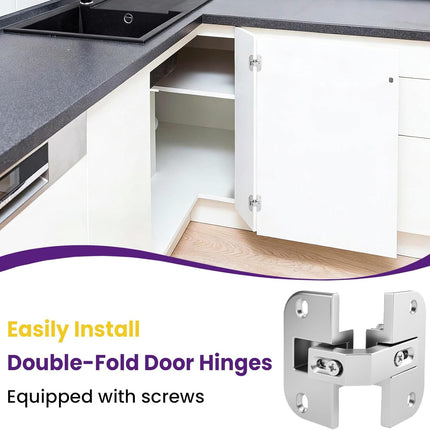 2Pcs 343.90.710 Pie Cut Corner Hinges | Zinc Alloy Adjustable Concealed Replacement Hinges with Screws | Fits SSP 17/19/21, Cabinets & Bifold Doors.