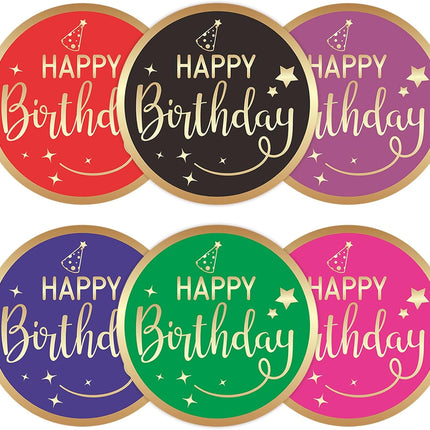Happy Birthday Stickers for Kid - 120Pcs 2In Happy Birthday Stickers for Adult Personalized Gold Foil Stamping Birthday Sticker Self Adhesive Birthday Seal Label Sticker for Card Envelope Gift.