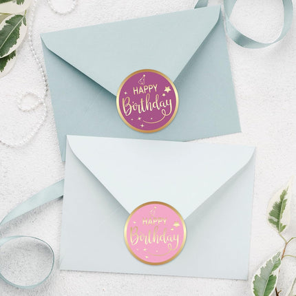 Happy Birthday Stickers for Kid - 120Pcs 2In Happy Birthday Stickers for Adult Personalized Gold Foil Stamping Birthday Sticker Self Adhesive Birthday Seal Label Sticker for Card Envelope Gift.