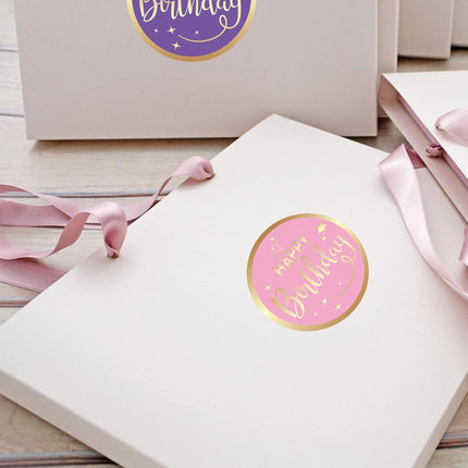 Happy Birthday Stickers for Kid - 120Pcs 2In Happy Birthday Stickers for Adult Personalized Gold Foil Stamping Birthday Sticker Self Adhesive Birthday Seal Label Sticker for Card Envelope Gift.