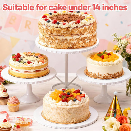 14 Inch Round Cake Drums - 4 Pack 14inch Cake Boards, 1/2 Inch Sturdy Cake Base Board with Corrugated Edges for Birthday Wedding Party Baking Display.