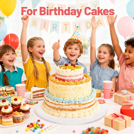 14 Inch Round Cake Drums - 4 Pack 14inch Cake Boards, 1/2 Inch Sturdy Cake Base Board with Corrugated Edges for Birthday Wedding Party Baking Display.