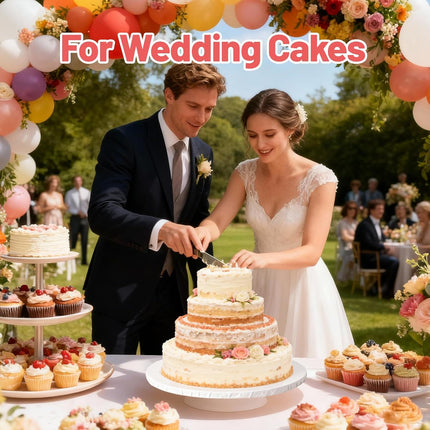 14 Inch Round Cake Drums - 4 Pack 14inch Cake Boards, 1/2 Inch Sturdy Cake Base Board with Corrugated Edges for Birthday Wedding Party Baking Display.