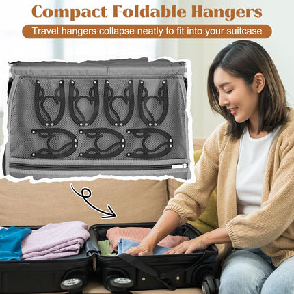 12 Pcs Portable Travel Hangers for Cruise Ship Essentials 2026, Plastic Folding Foldable Hangers Clothes Drying Rack Travel Accessories for Suitcase, RV, Camping, Flying, Hotel, Road Trip (Black).