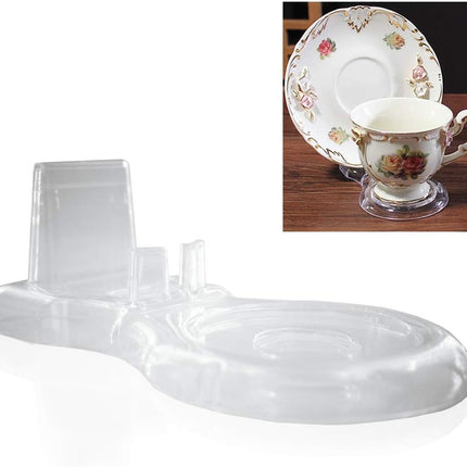 Clear Teacups and Saucer Display Easel Stand Holder,set of 6