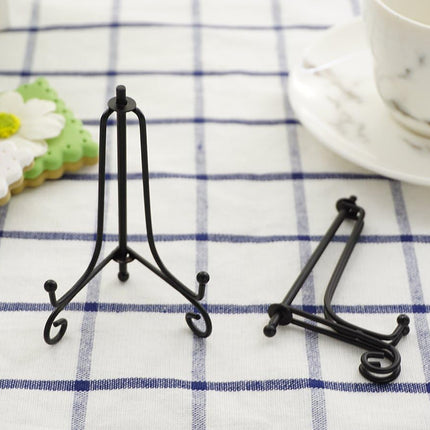 3.5 Inch Black Mini Iron Stand Cookie Holder Display Stand Place Card Holder Display Easels at Weddings, Birthday Party (4 pack).