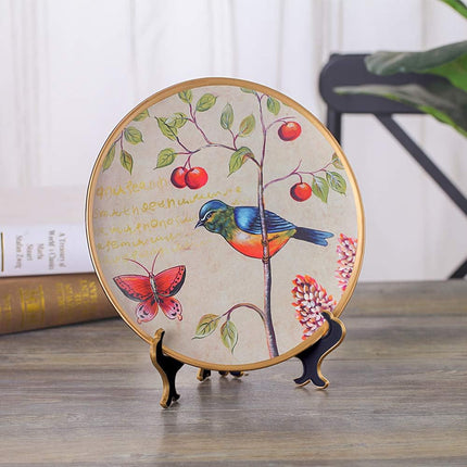 8 Inch Plate Display Stand - Adjustable Easel Holder for Decorative Plates, Pictures, Cookbooks - Black Gold Tabletop Stands with Foldable Design - 2 Pack.